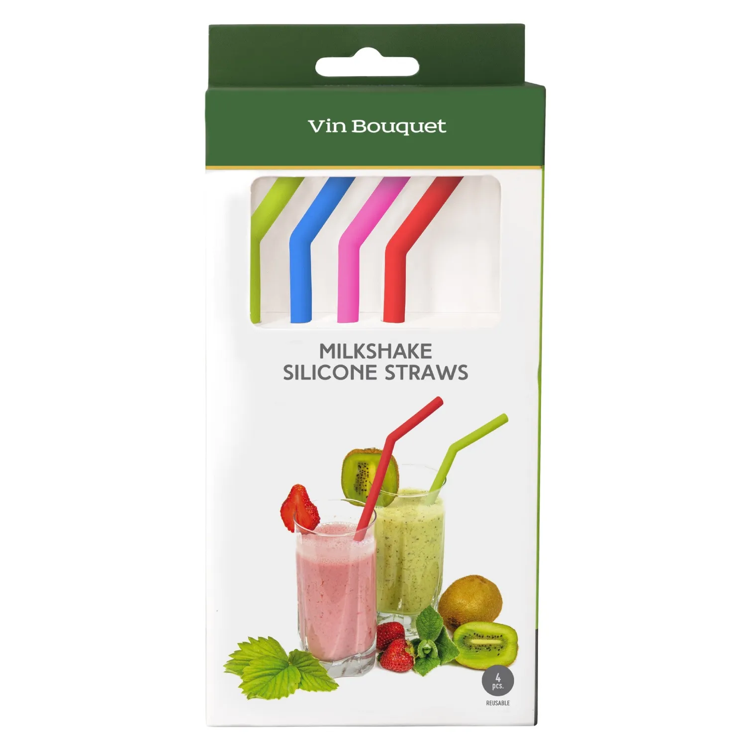 VinBouquet set 4 cannucce per frullati in silicone