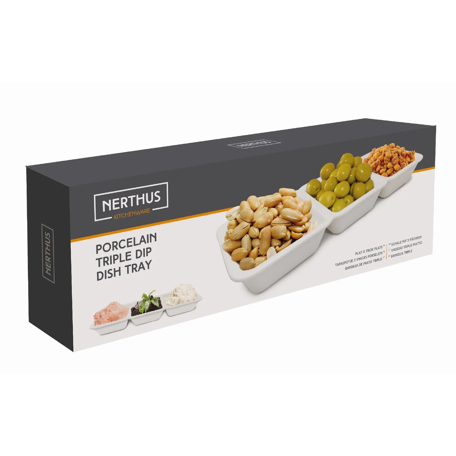 VinBouquet piatto per antipasti in porcellana con 3 ciotole