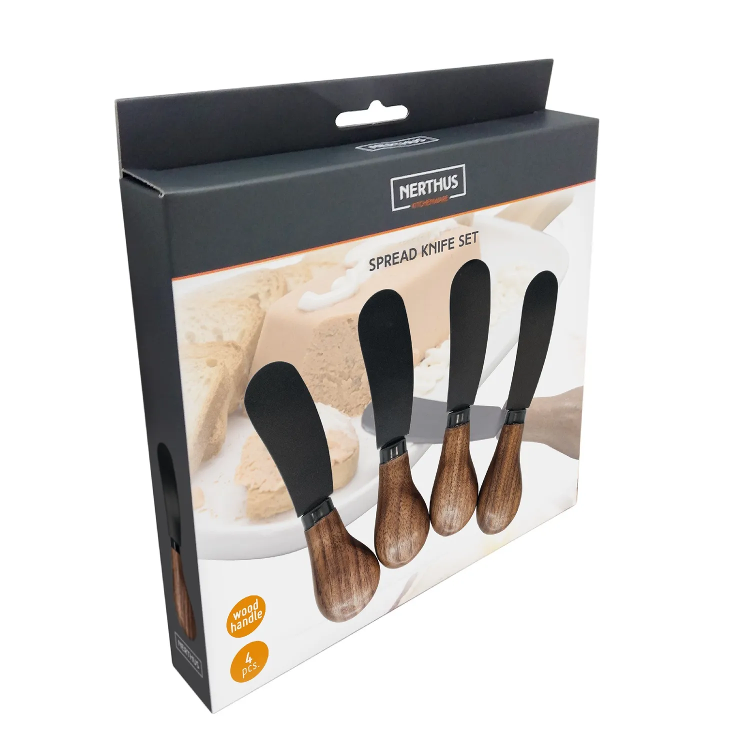 VinBouquet Set Coltelli Spalmare Legno Lama Nera
