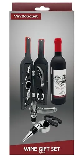 Vin Bouquet FI 566 set vino 5 pezzi nero con custodia bottiglia