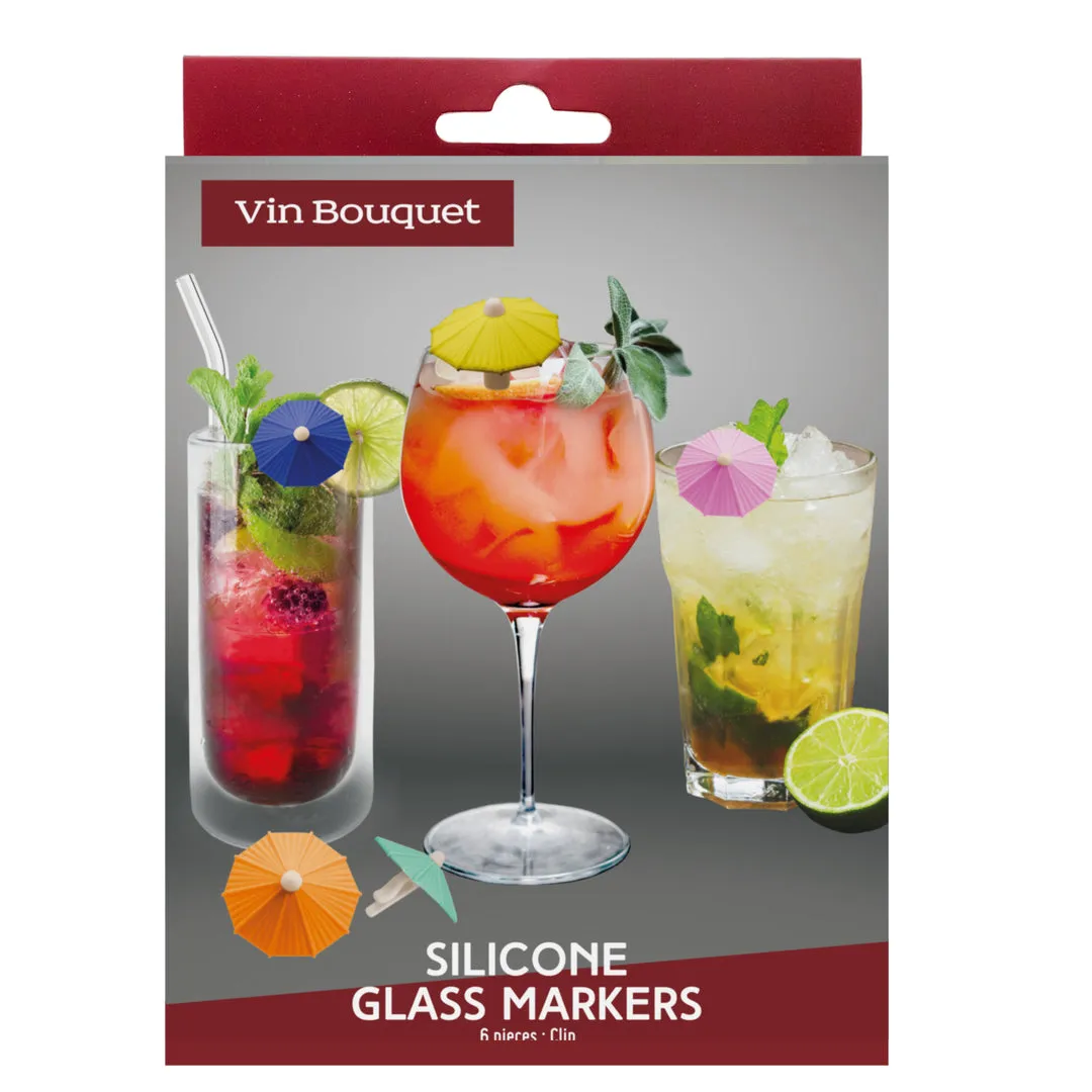 VinBouquet Ombrellone Segnabicchieri Silicone 6 Pezzi Colorati