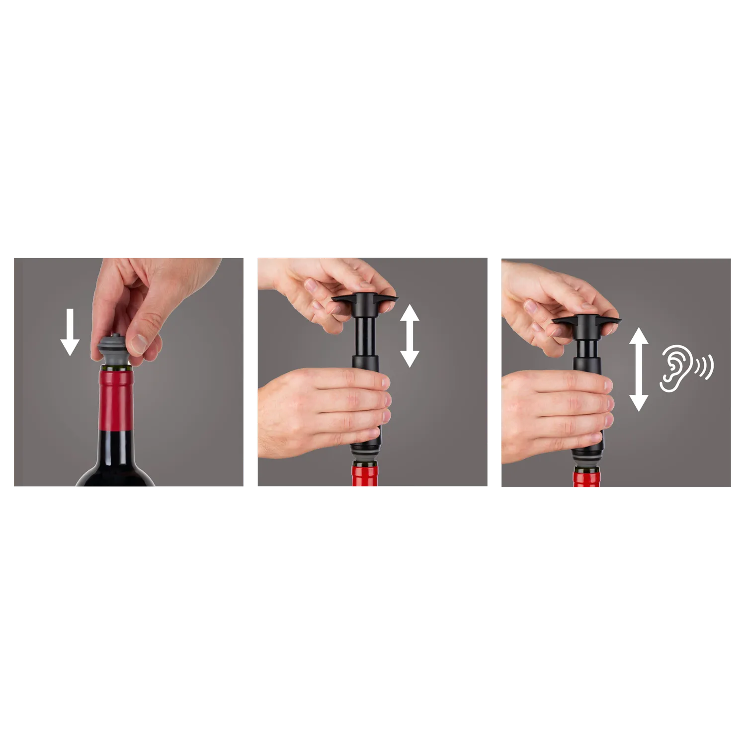 Vacu Vin Wine Saver Original pompa vino nero 4 pezzi sottovuoto