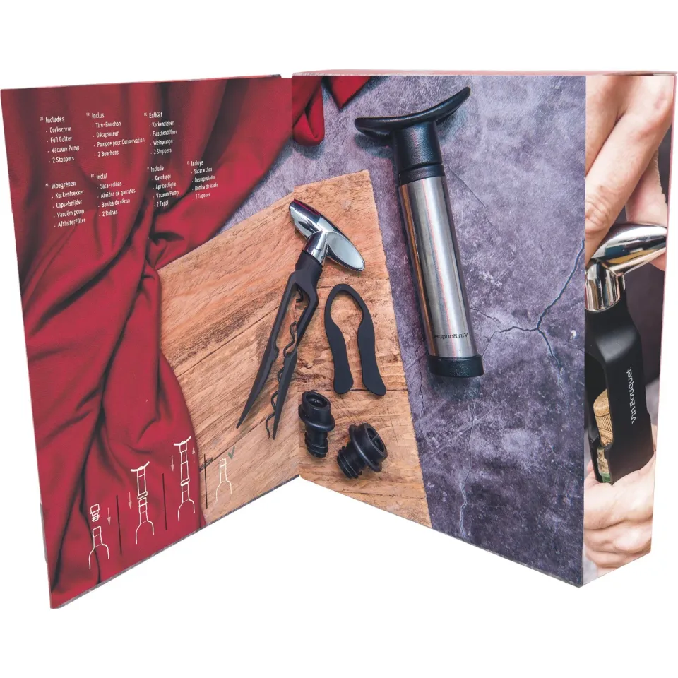 VinBouquet Set Cavatappi Vite Pompa Vuoto 2 Tappi