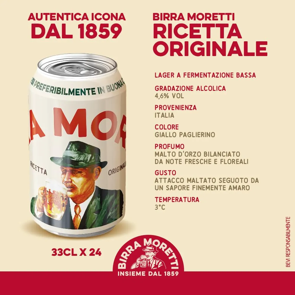Birra Moretti Ricetta Originale birra 24 lattine da 33 cl