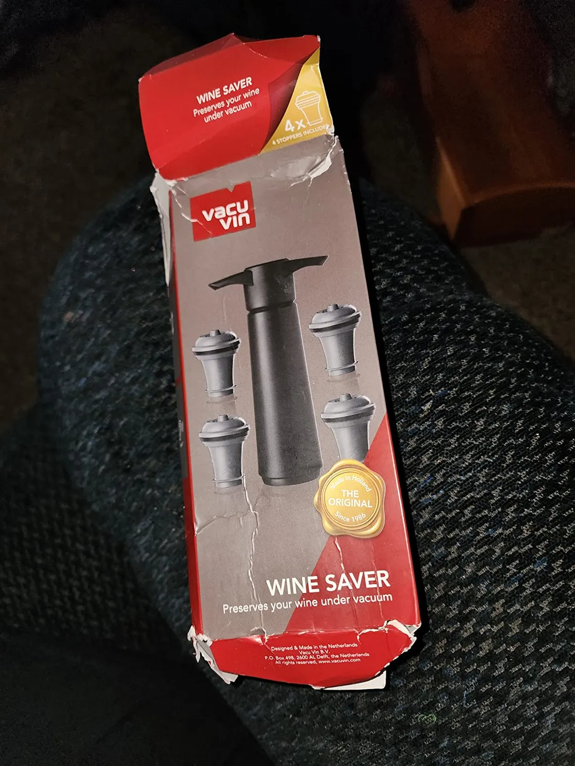Vacu Vin Original pompa sottovuoto vino bianca 2 tappi riusabili