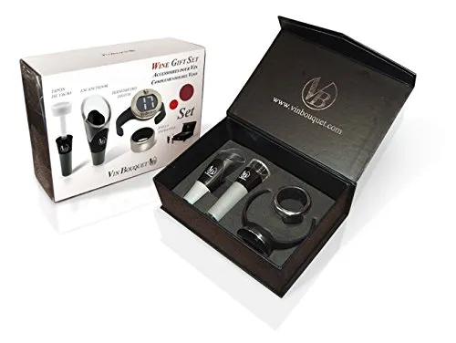 Vin Bouquet set vino 4 pezzi nero con tappo sottovuoto