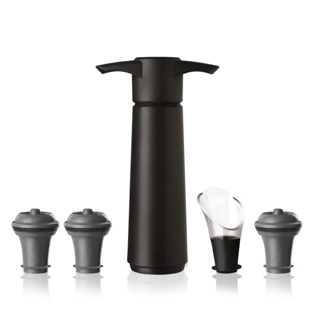 Vacu Vin Wine Saver Original pompa vino nero 4 pezzi sottovuoto