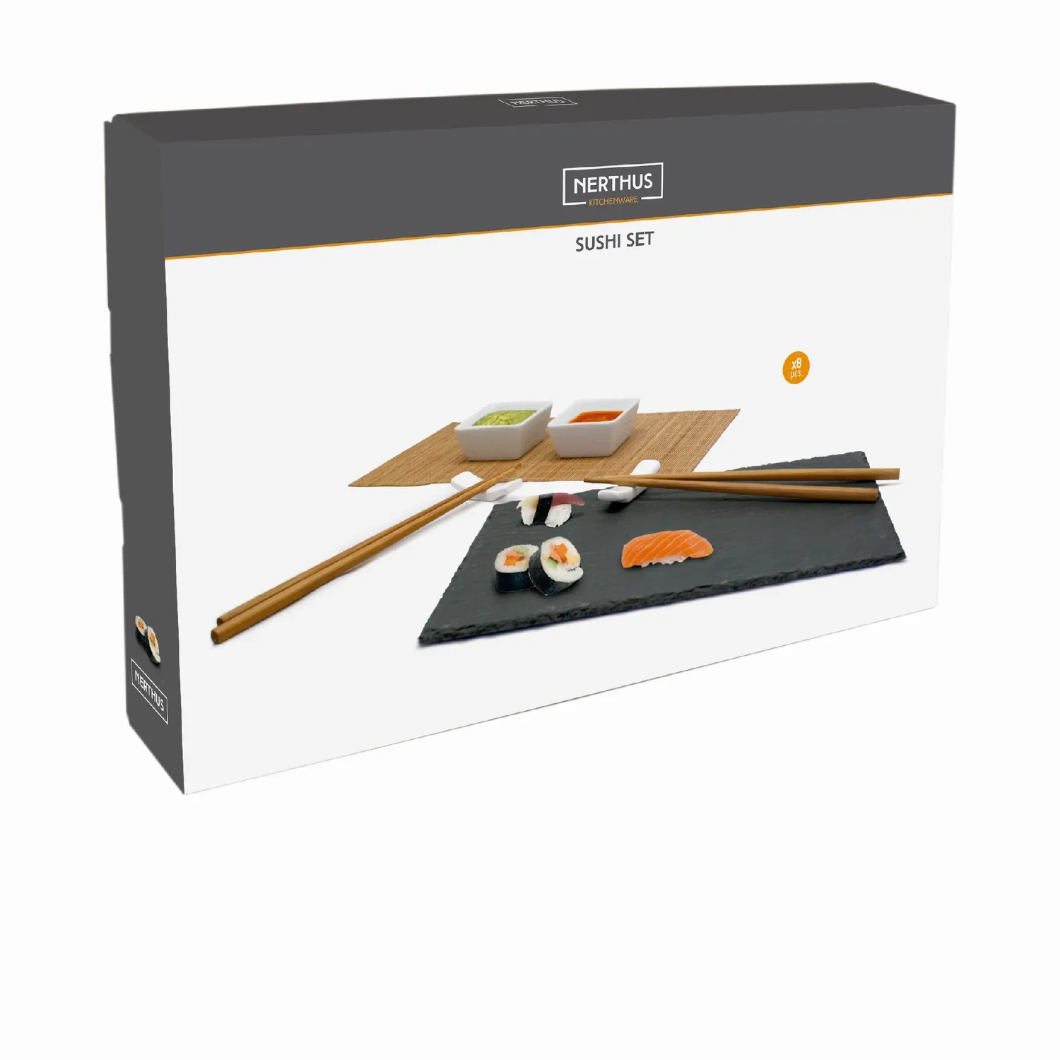 VinBouquet set sushi vassoio ardesia 7 pezzi ceramica