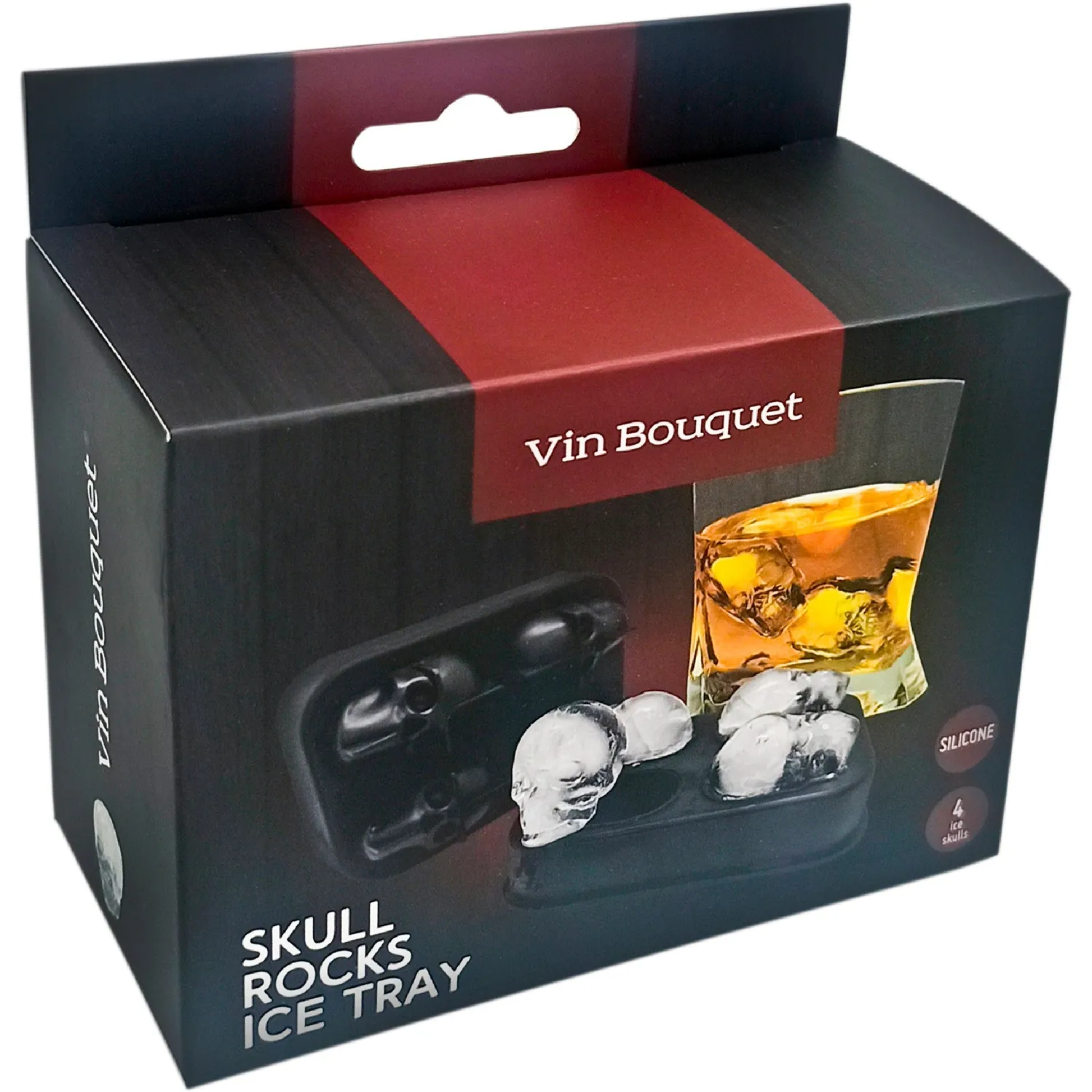 VinBouquet Stampo Ghiaccio Teschio Silicone 4 Cubetti