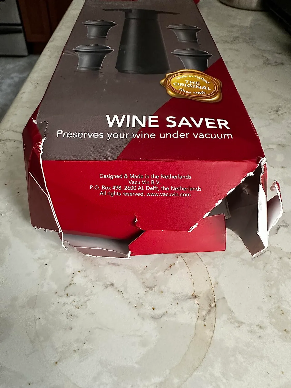 Vacu Vin Original pompa sottovuoto vino bianca 2 tappi riusabili