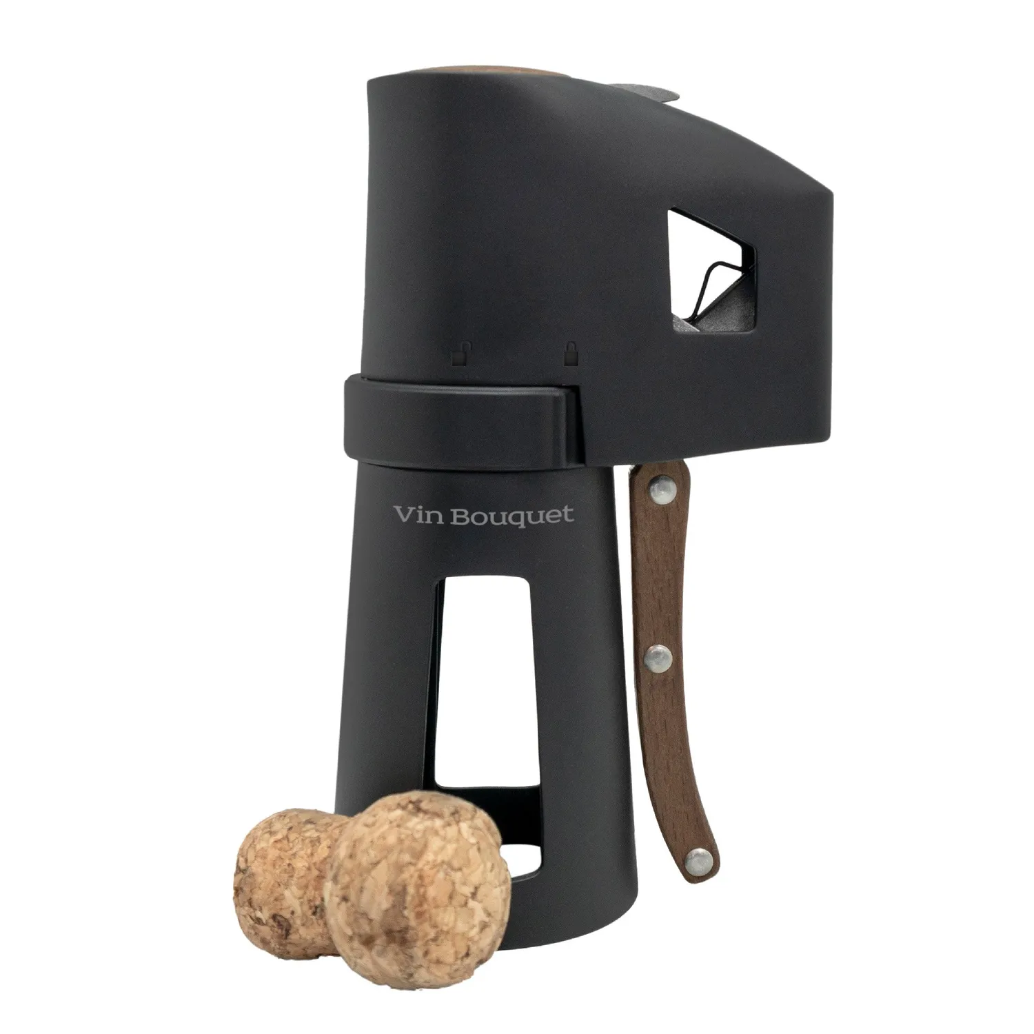 VinBouquet Apribottiglie Spumante Manico Legno Nero Opaco