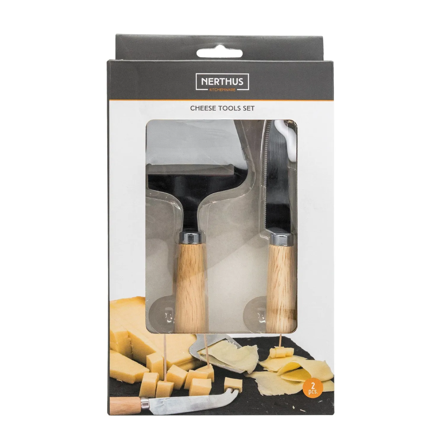 VinBouquet set coltelli formaggio manico legno 2 pezzi
