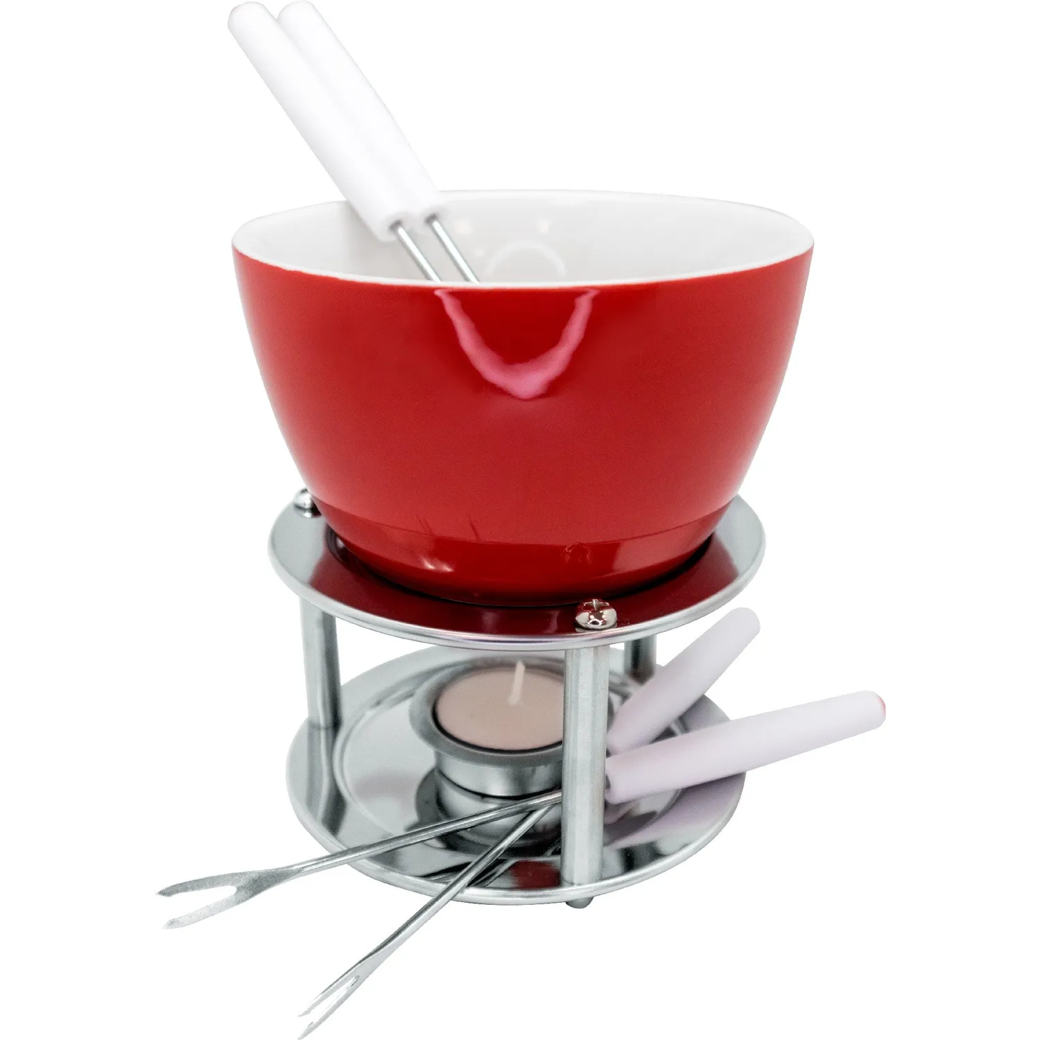 VinBouquet Fonduta in Ceramica con Candela e 4 Spiedini