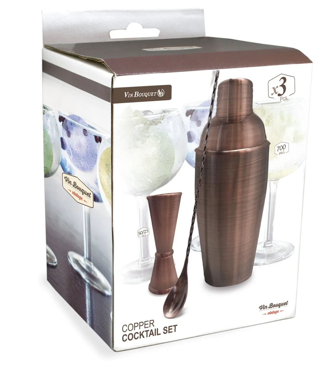 Vin Bouquet FIV 133 Set Cocktail Rame 3 Pezzi Vintage