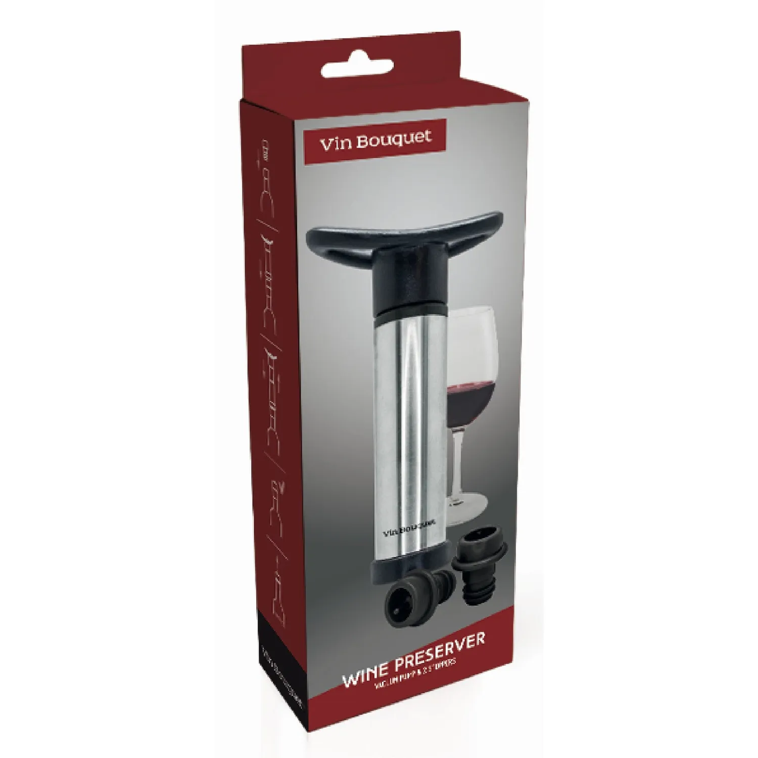 VinBouquet Pompa Vuoto Vino Manuale con 2 Tappi