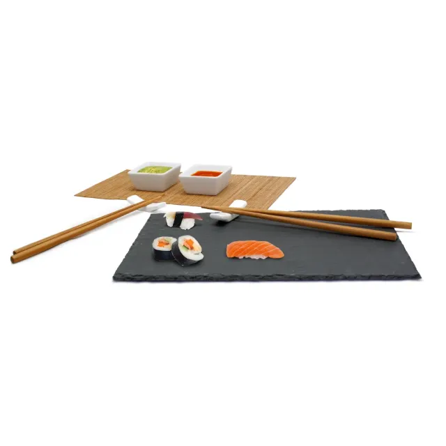 VinBouquet set sushi vassoio ardesia 7 pezzi ceramica