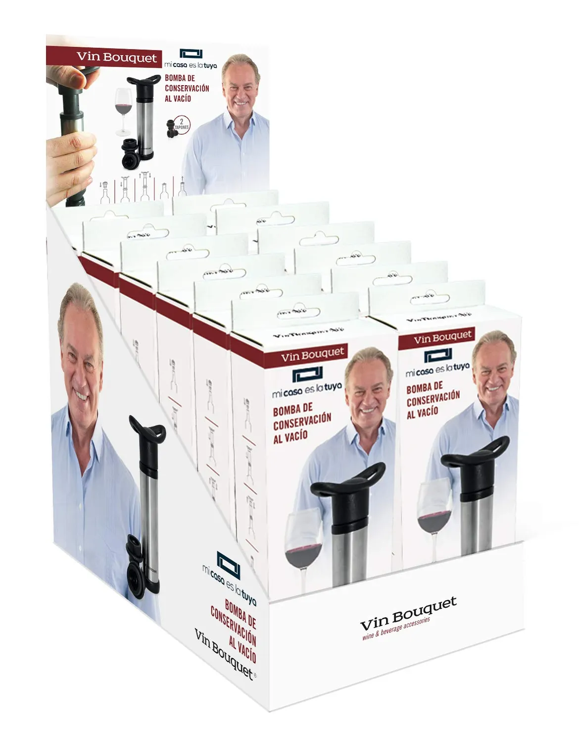 Vin Bouquet FIC 369 pompa vuoto vino 2 tappi inox