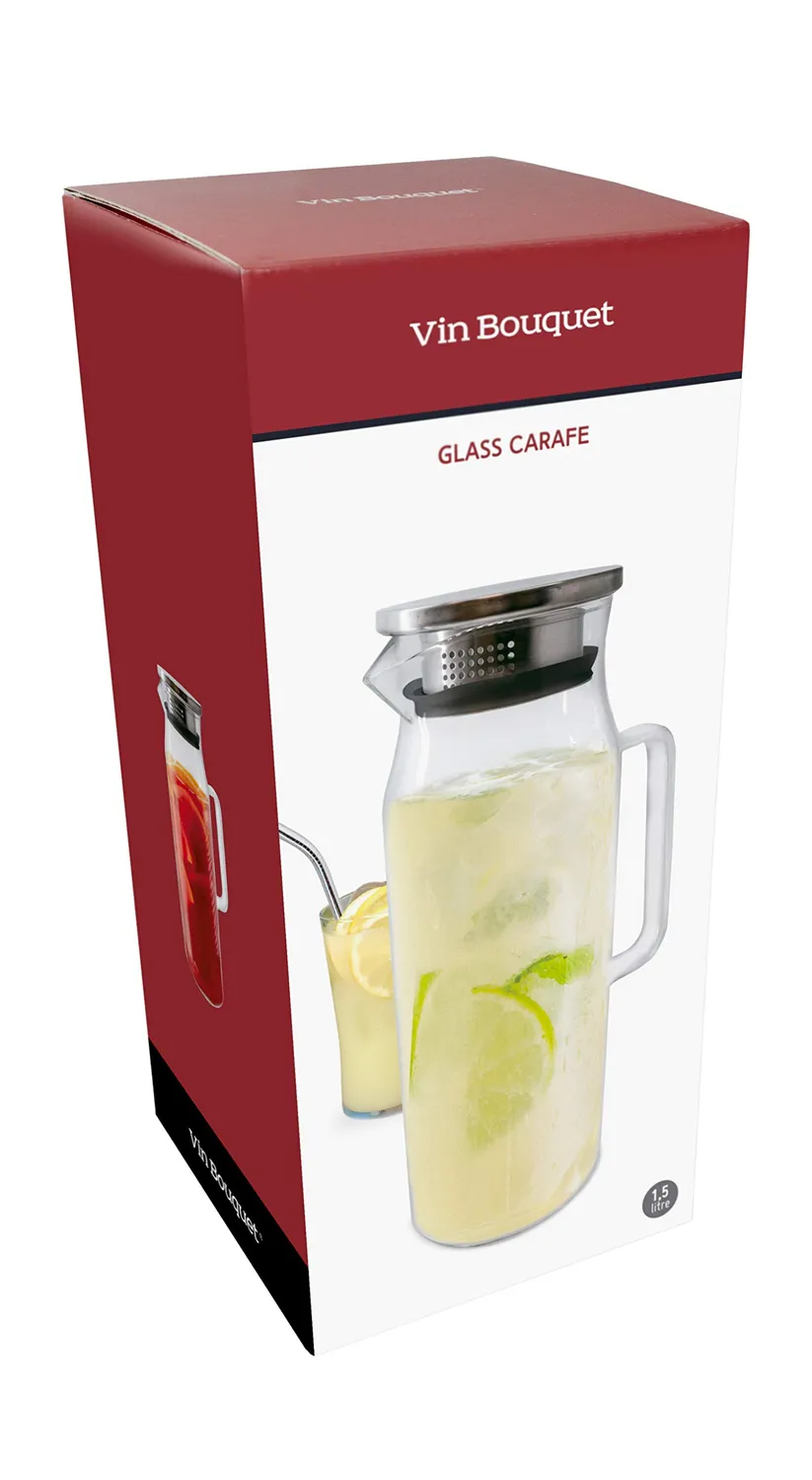 Vin Bouquet FIA 659 Caraffa Vetro 1,5 Litri con Filtro Inox