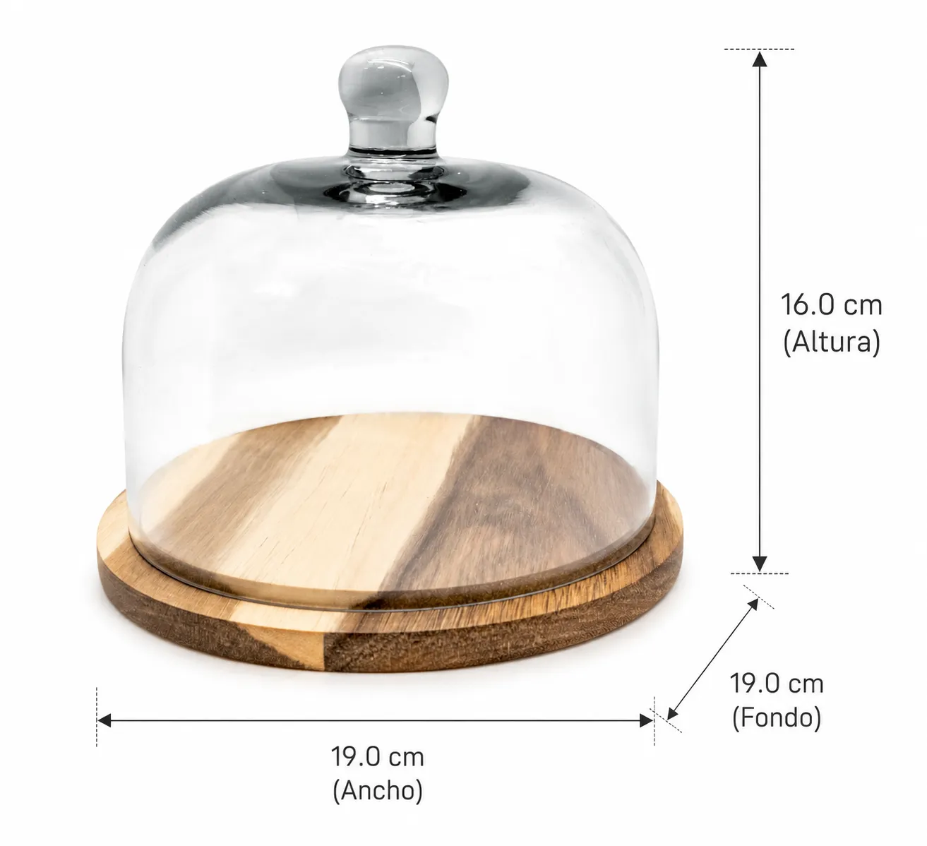 VinBouquet Formaggiera Legno Acacia campana vetro