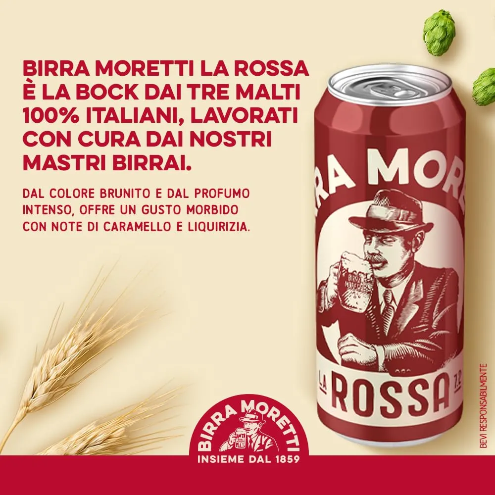 Birra Moretti La Rossa birra bock 24 lattine 50 cl 7,2% regalo