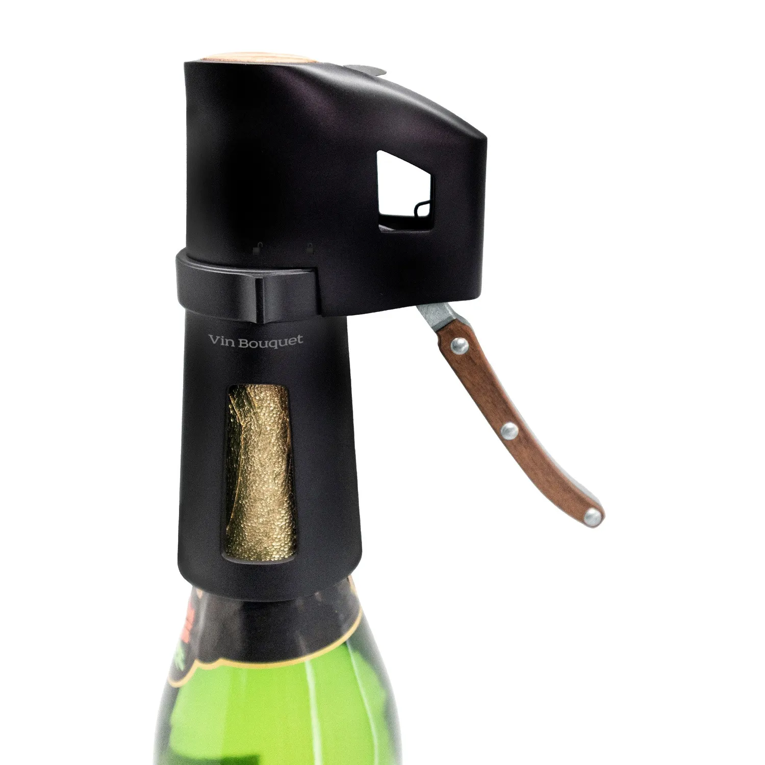VinBouquet Apribottiglie Spumante Manico Legno Nero Opaco