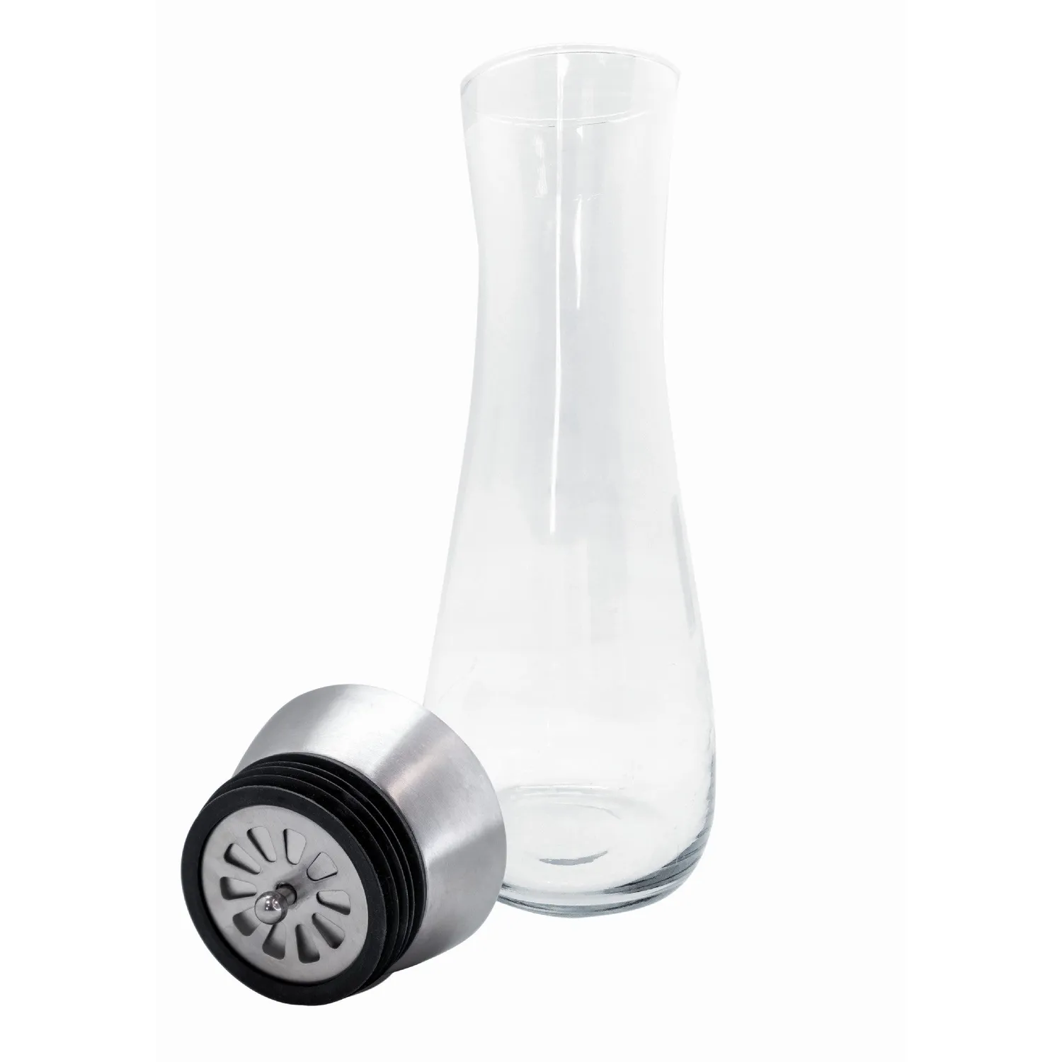 VinBouquet Brocca Vetro 1L Coperchio Acciaio Antigoccia