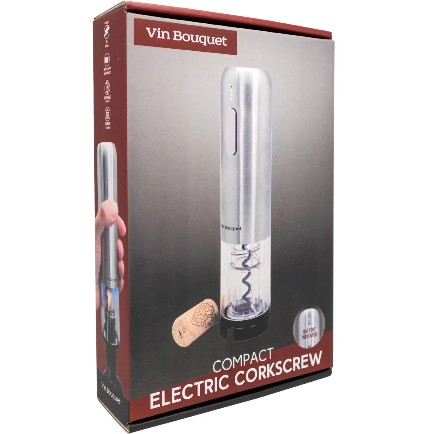 VinBouquet Compact Cavatappi Elettrico Acciaio Inox LED