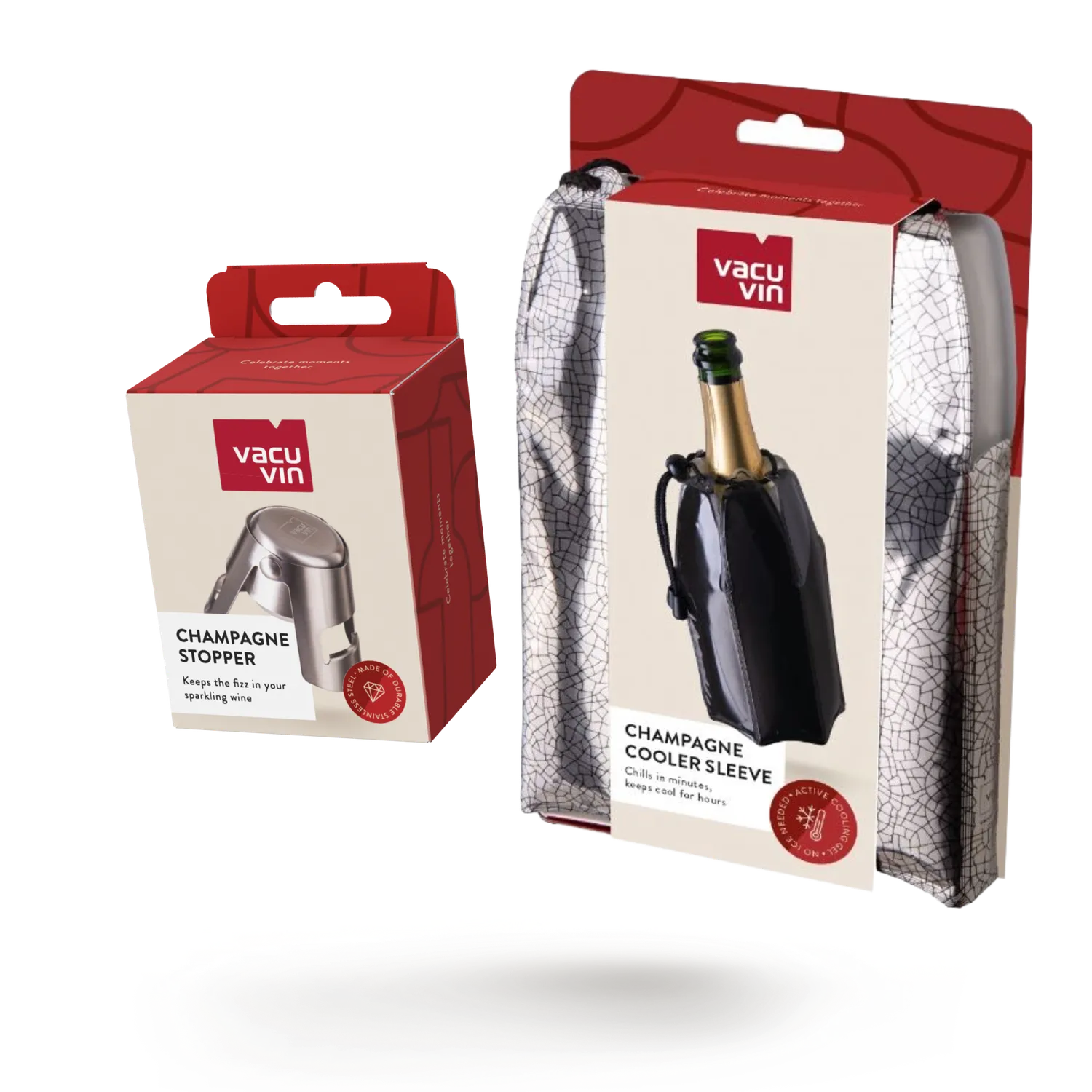 Vacu Vin Champagne Cooler Sleeve set refrigerante e tappo