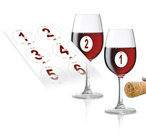Vin Bouquet FIA 134 adesivi segnabicchieri riutilizzabili, 18 pezzi