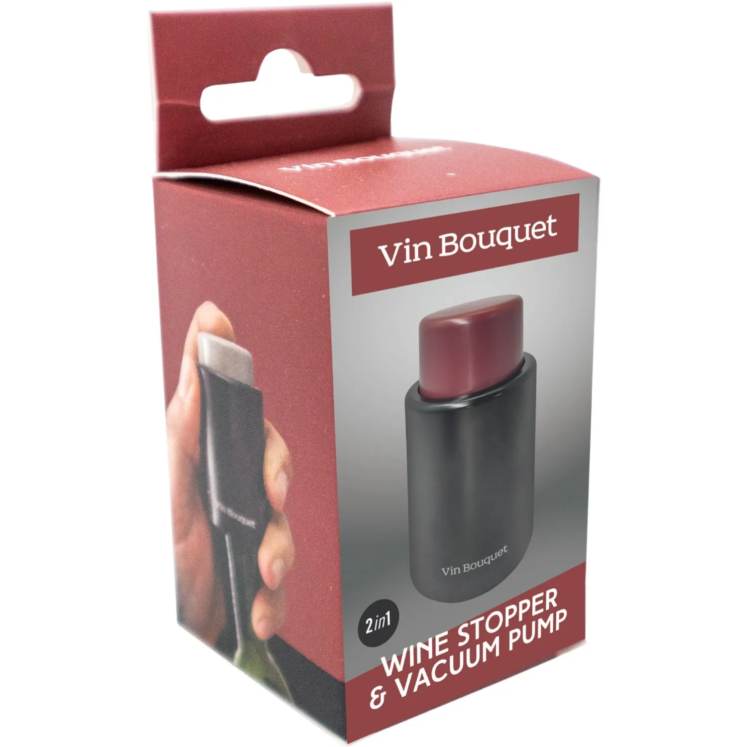 VinBouquet tappo sottovuoto per vino, grigio o granata
