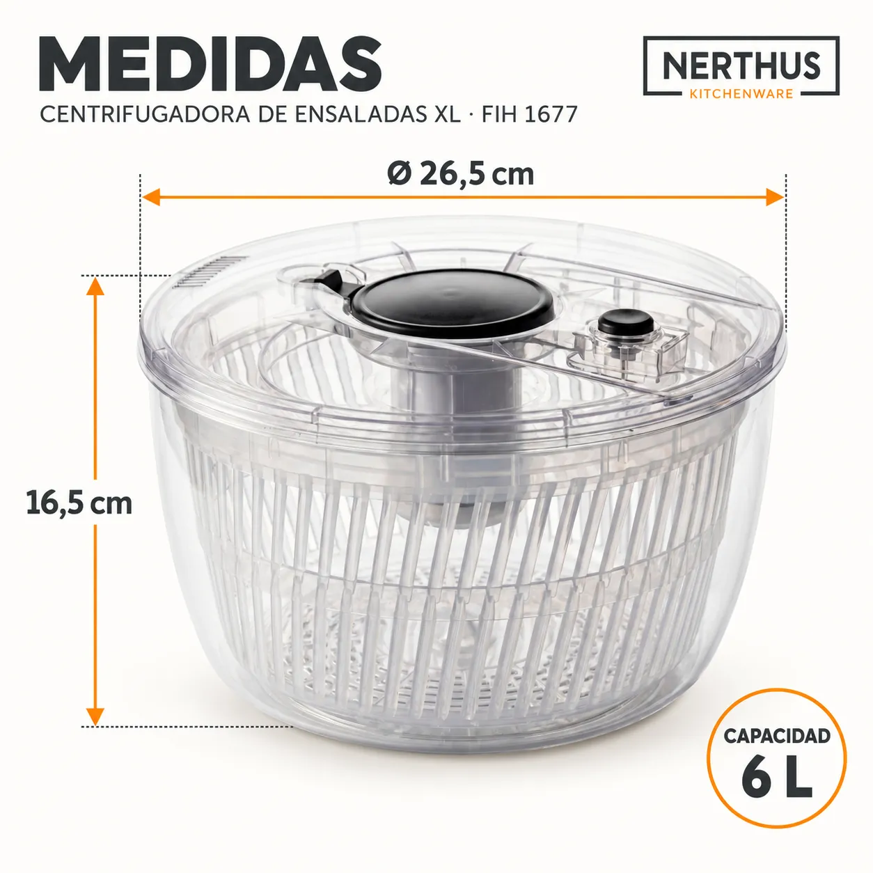 VinBouquet centrifuga insalata XL 6 L con freno