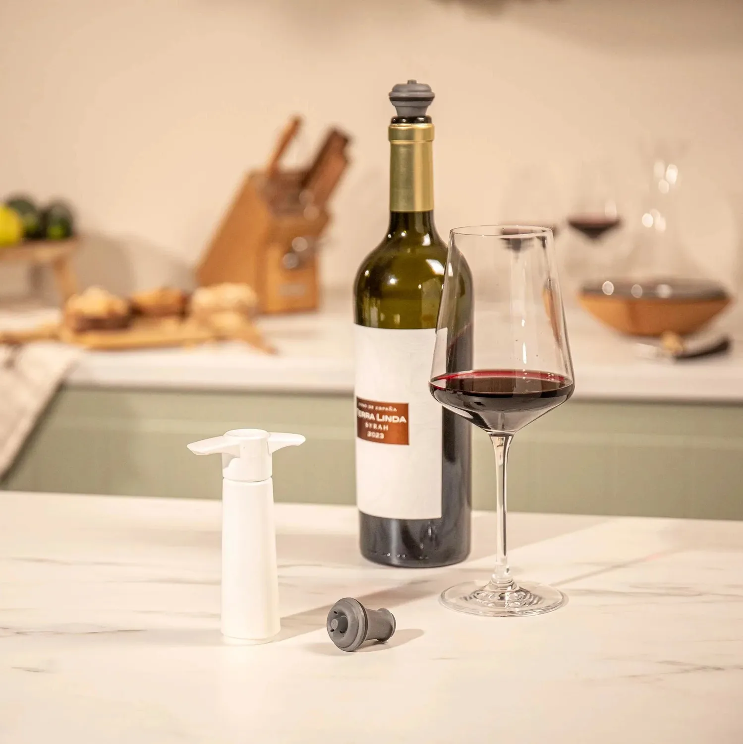 Vacu Vin Original pompa salvavino bianca 2 tappi lavabili