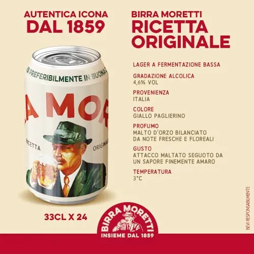 Birra Moretti Ricetta Originale birra 24 lattine da 33 cl