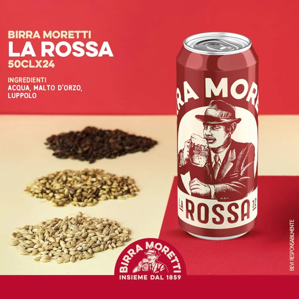 Birra Moretti La Rossa birra bock 24 lattine 50 cl 7,2% regalo