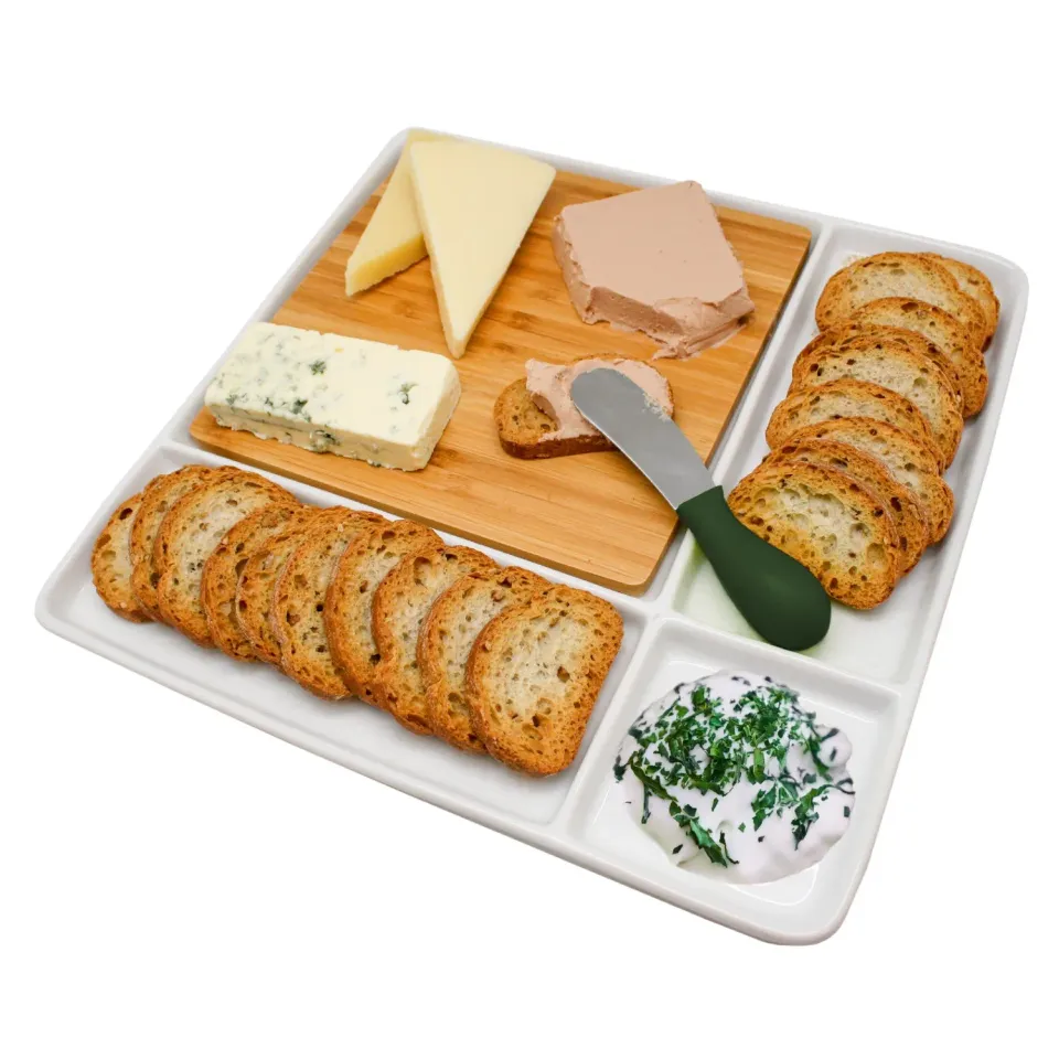 VinBouquet piatto stuzzichini con tagliere bambù