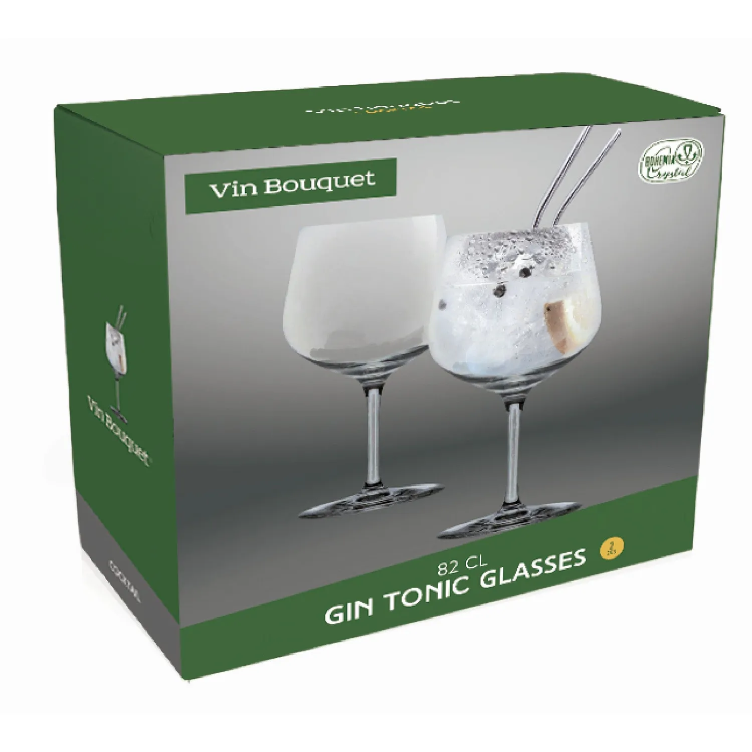 VinBouquet Bicchieri grandi per gin tonic, set da 2 in cristallo