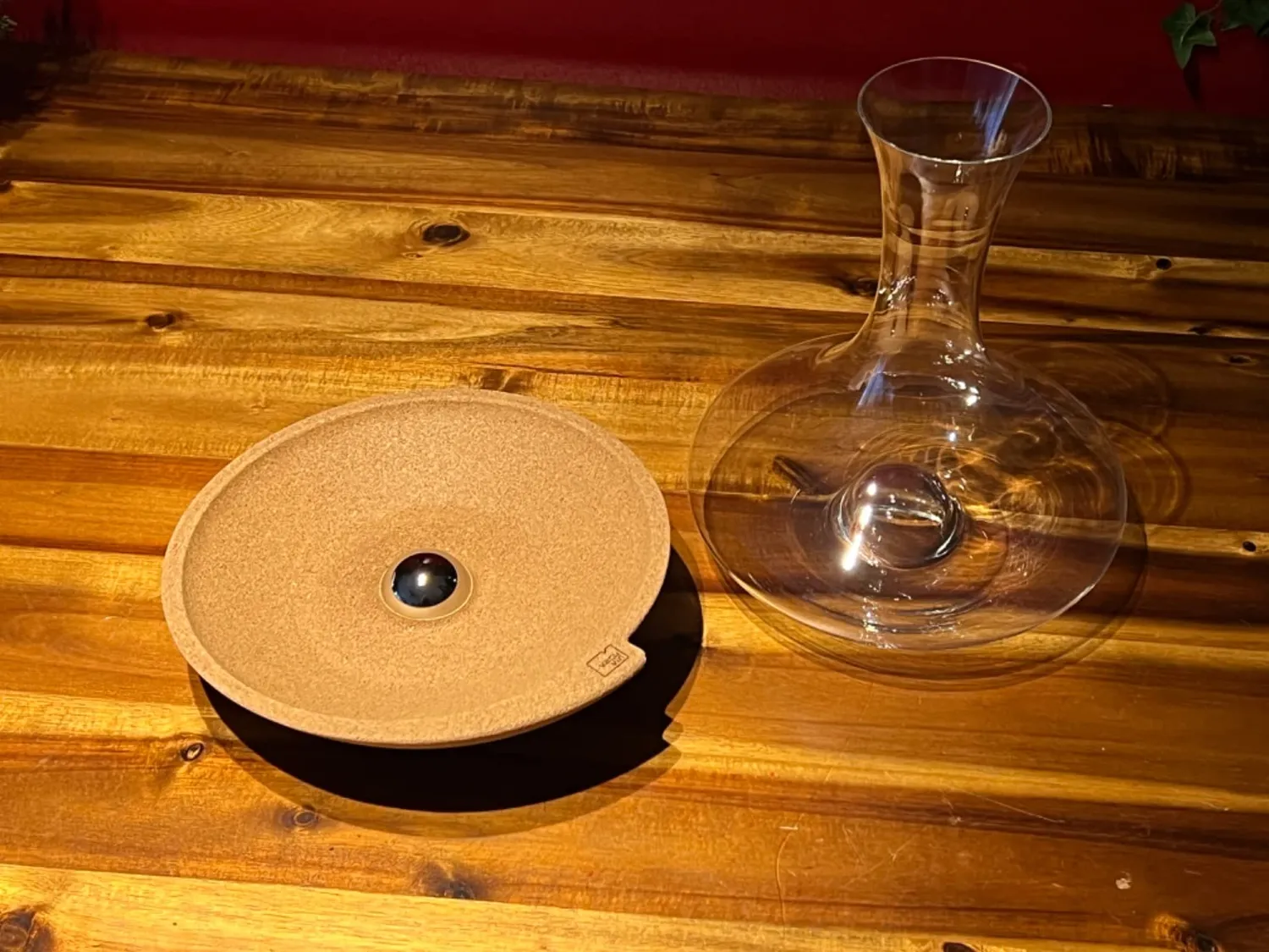 Vacuvin Decanter Vino Girevole Cristallo e Sughero