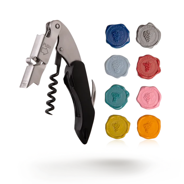Vacuvin Waiters Push Large cavatappi set 8 segnabicchieri