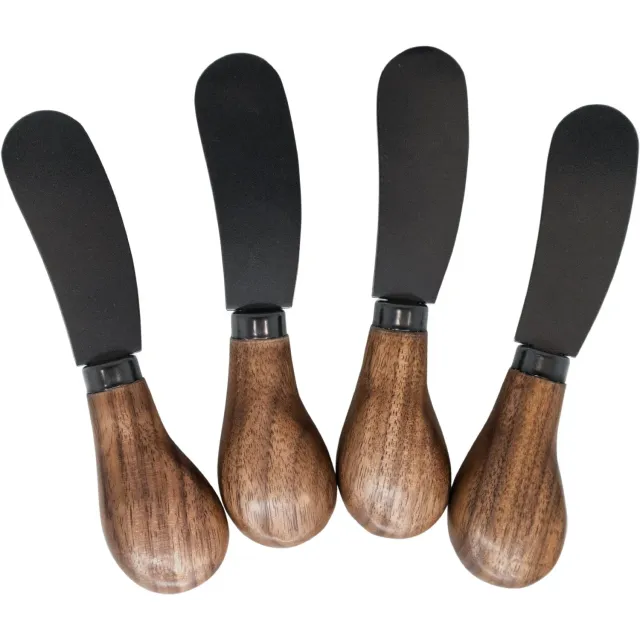 VinBouquet Set Coltelli Spalmare Legno Lama Nera
