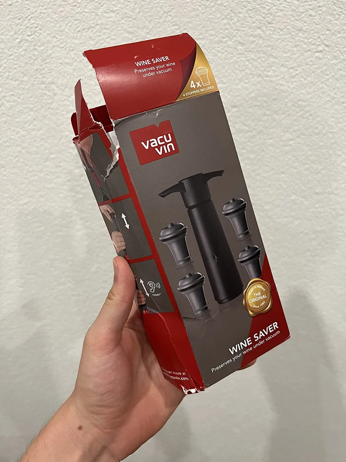 Vacuvin Original pompa salvavino nero 1 tappo sottovuoto