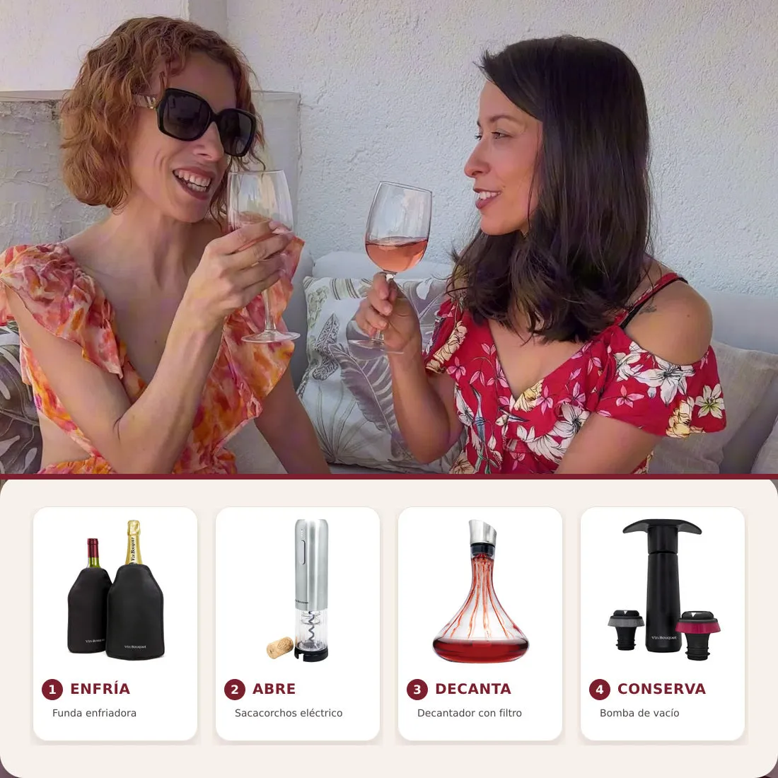 VinBouquet Set Essenziale Vino Decanter 4 Pezzi