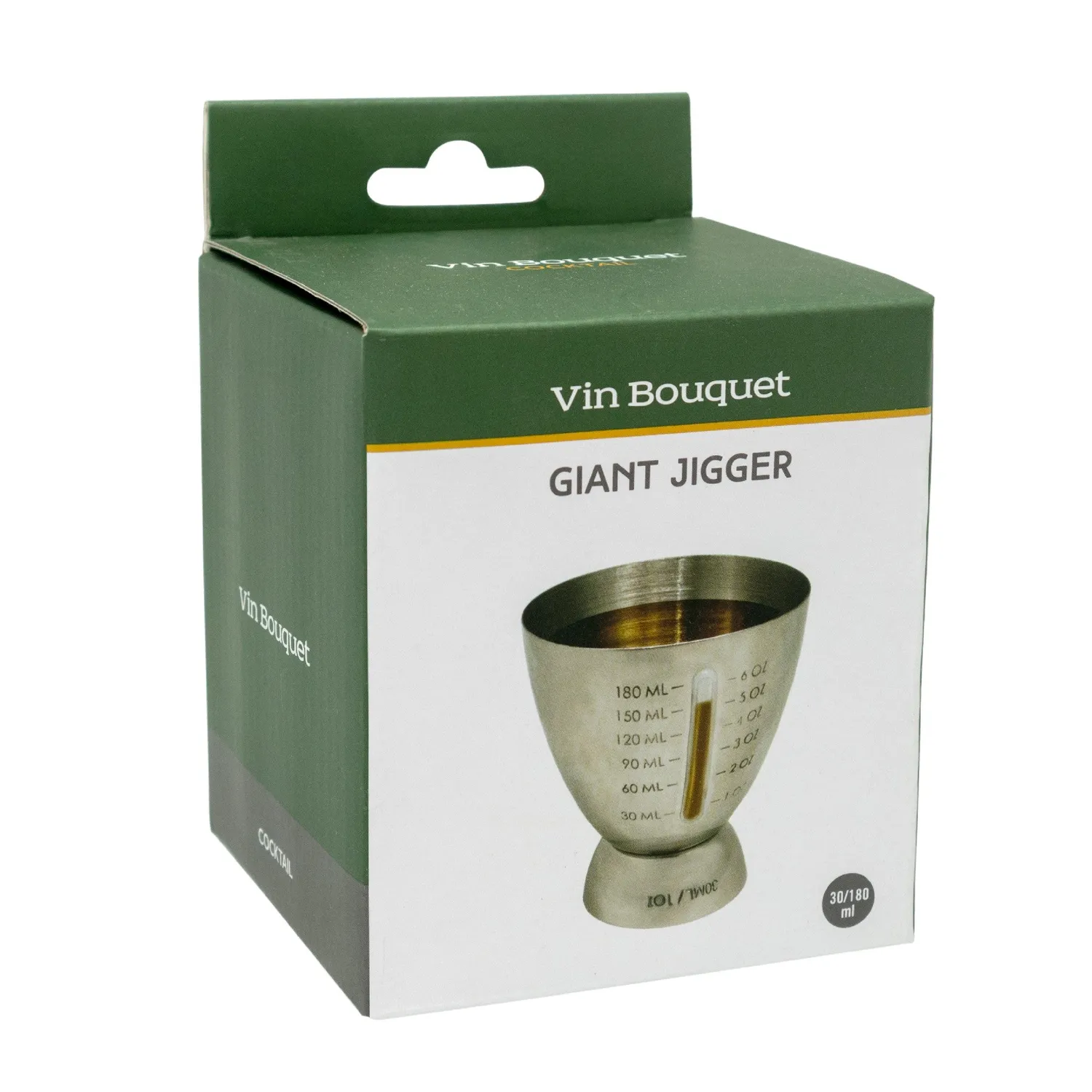 VinBouquet Misuratore Cocktail Gigante Acciaio Inox 30-180 ml