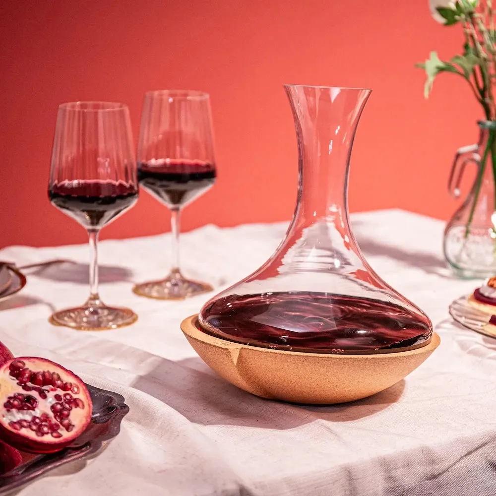 Vacuvin Swirling Decanter Vino in Cristallo con Sughero