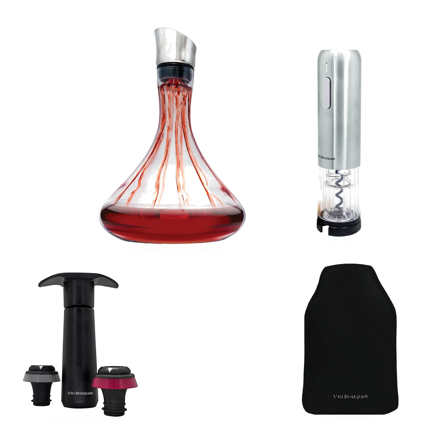 VinBouquet Set Essenziale Vino Decanter 4 Pezzi