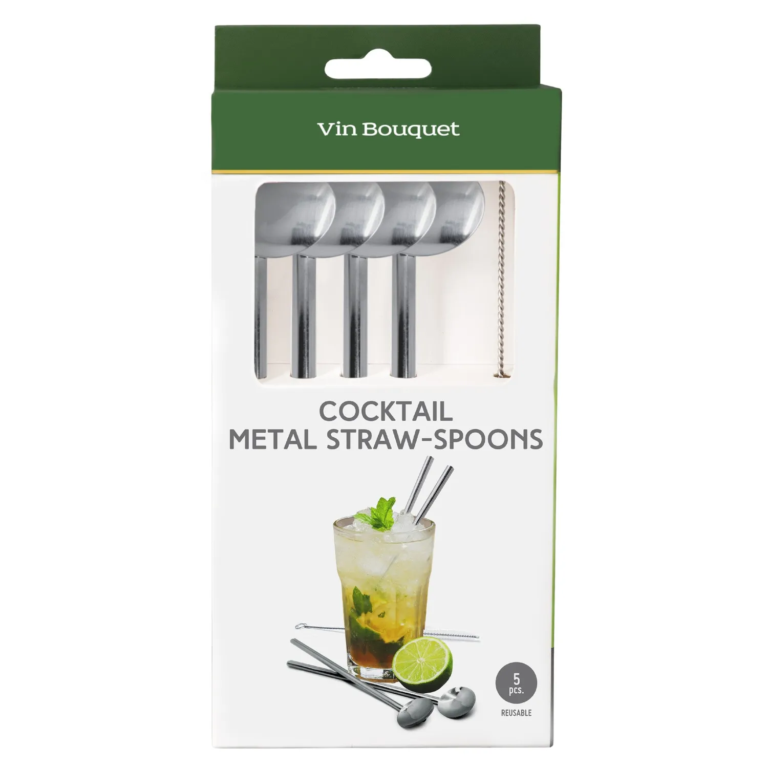 VinBouquet Cannucce Cucchiaio Acciaio Inox con Scovolino