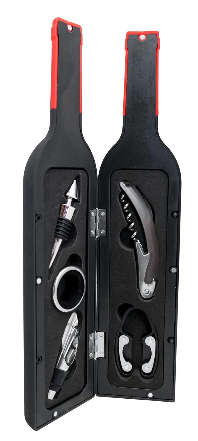 Vin Bouquet FI 566 set vino 5 pezzi nero con custodia bottiglia