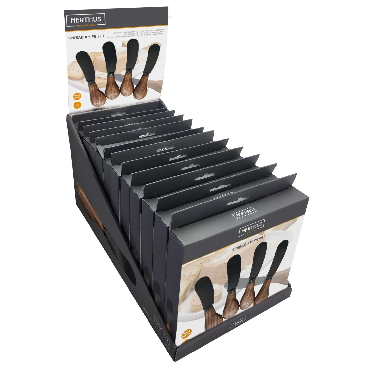 VinBouquet Set Coltelli Spalmare Legno Lama Nera