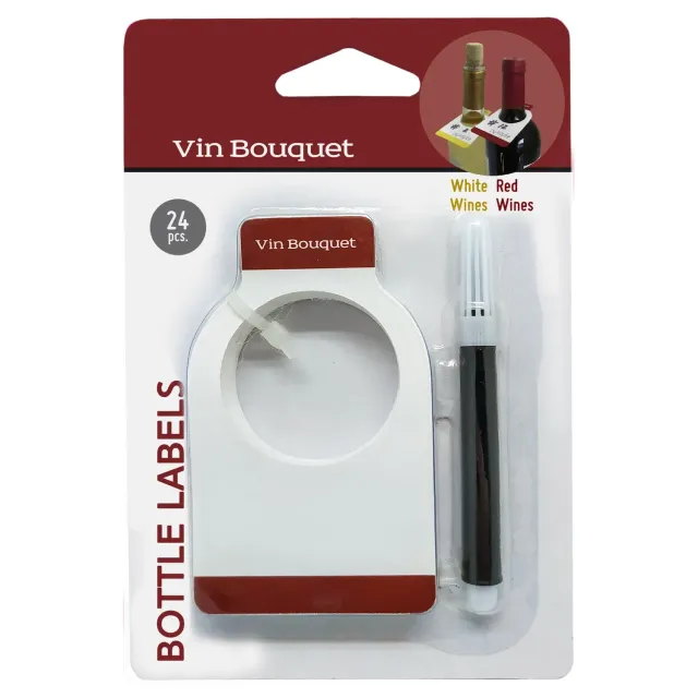 VinBouquet Set 24 Etichette Bottiglie con Pennarello