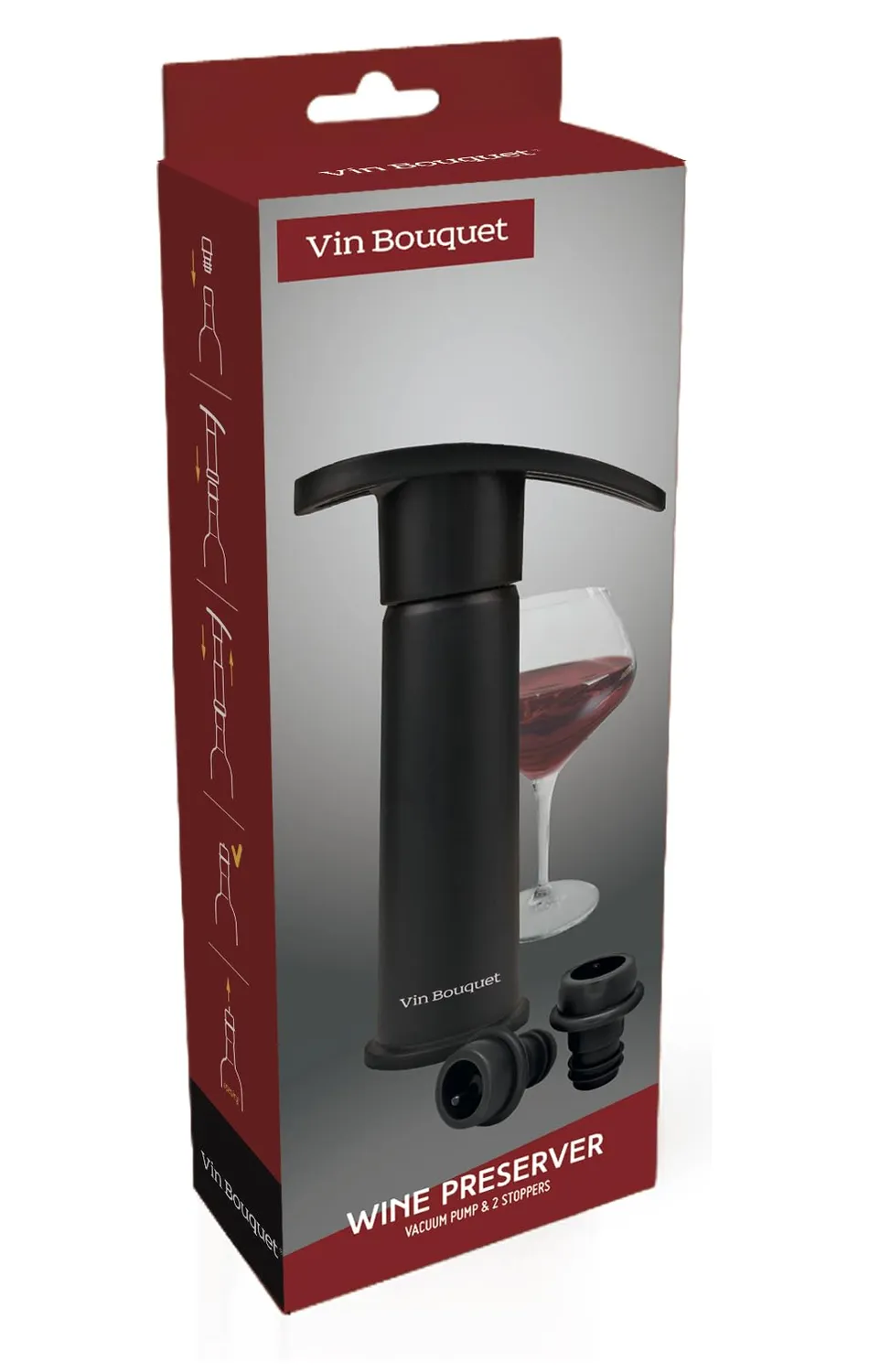Vin Bouquet FIC 077 pompa sottovuoto manuale nera con 2 tappi