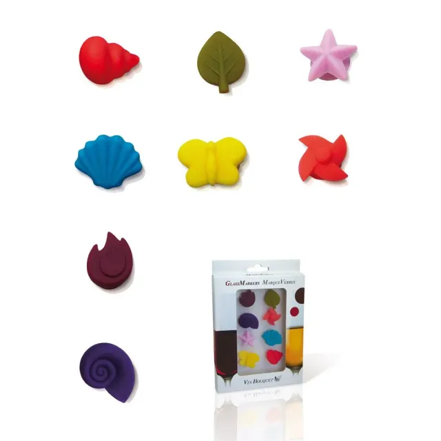 Vin Bouquet FIA 010 segnabicchieri in silicone a ventosa set 8